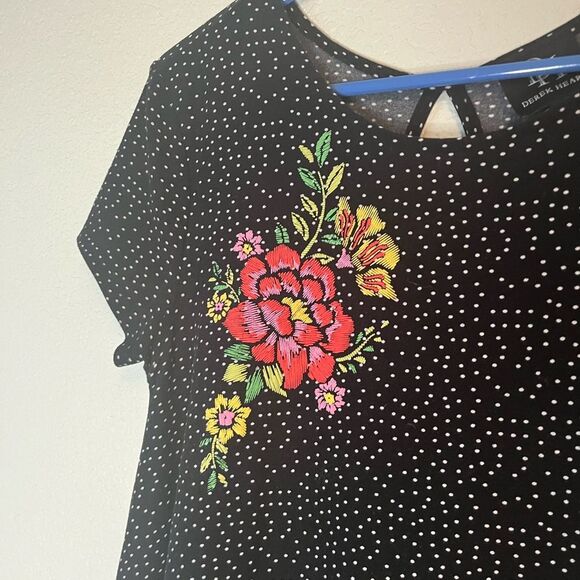 Derek heart faux embroidered polka dot sundress S cottagecore spring Easter - Picture 3 of 5